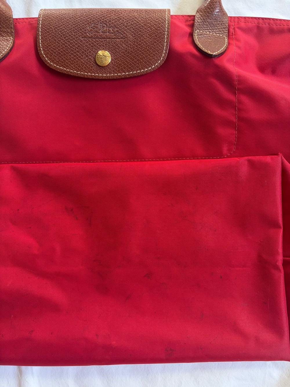Longchamp Red Large Le Pliage Nylon Shoulder Tote - Picture 6 of 16